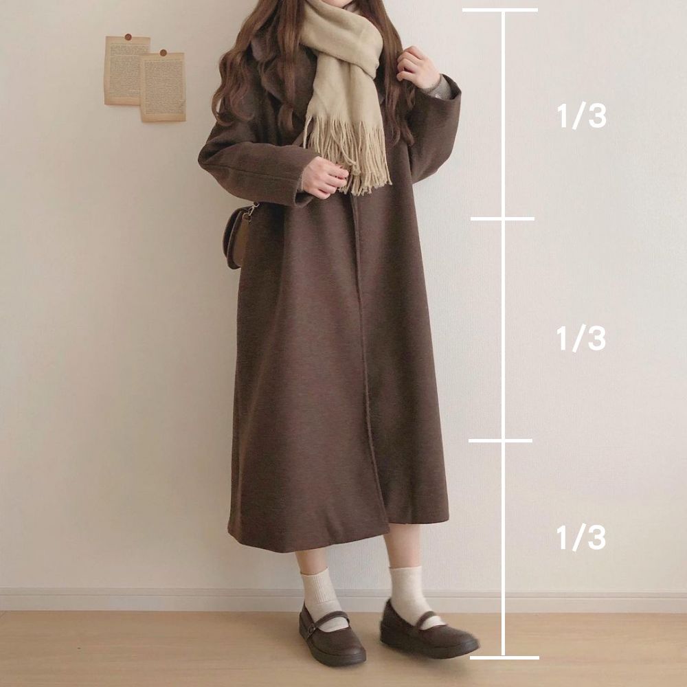 160cm日本女生大衣显高法！掌握1：2“比例”关键！不怕臃肿又保暖！